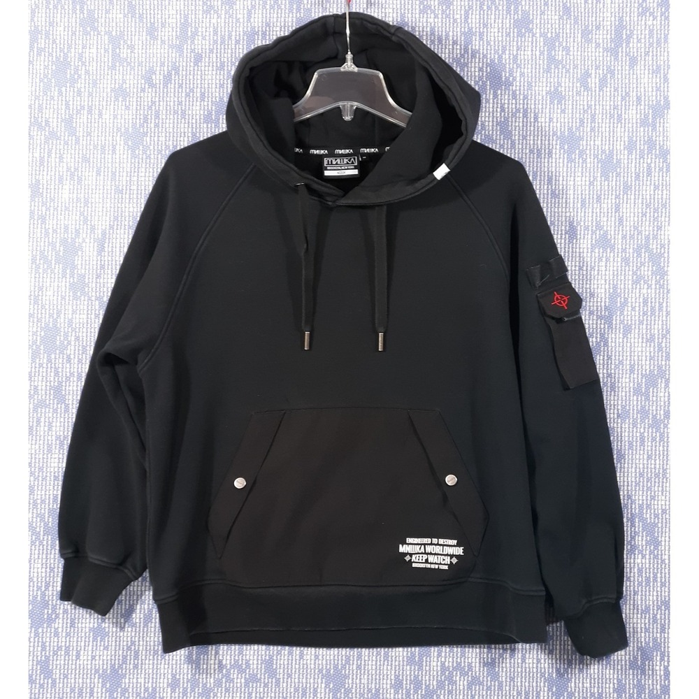 Mishka MNWKA Hoodie Mens Medium Black Streetwear Sleeve Pocket Keep Watch